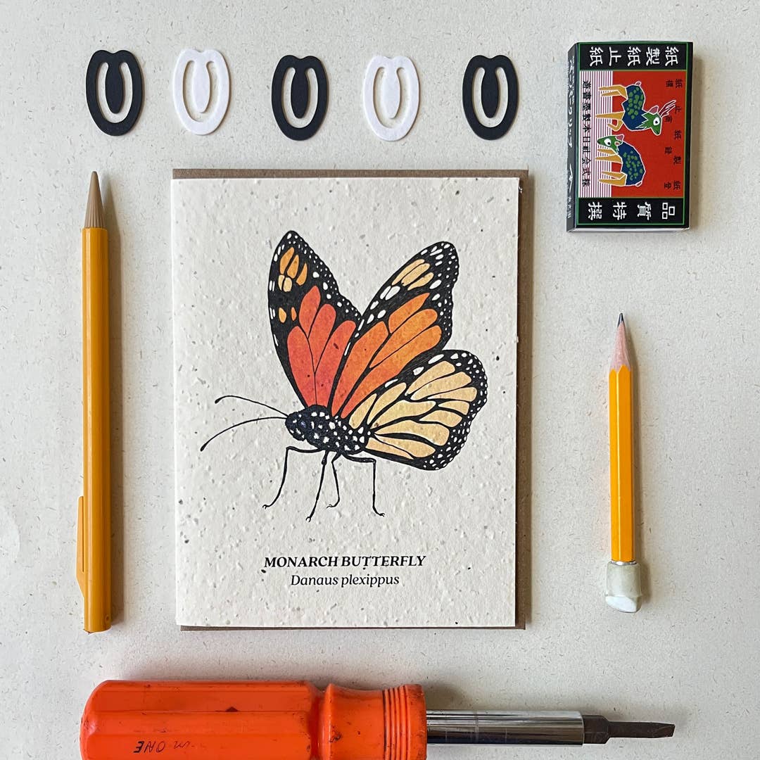 Monarch Butterfly Plantable Wildflower Seed Card: Glassine Sleeves
